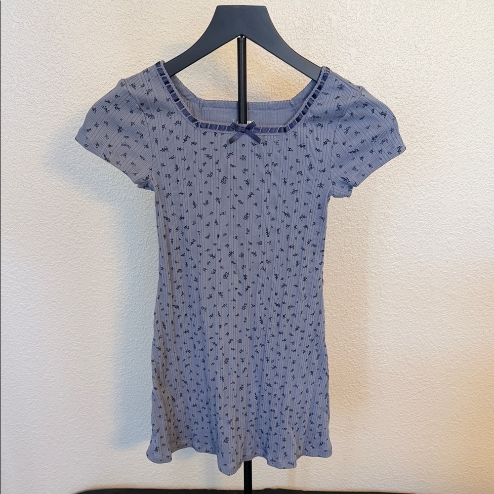 Girls Blue Patterned Dress